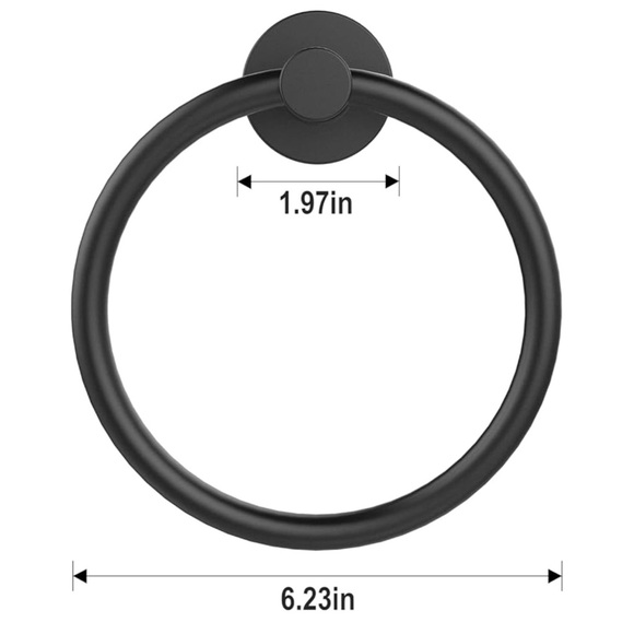Matte Black Wall Mount Towel Holder Ring - Picture 7 of 7